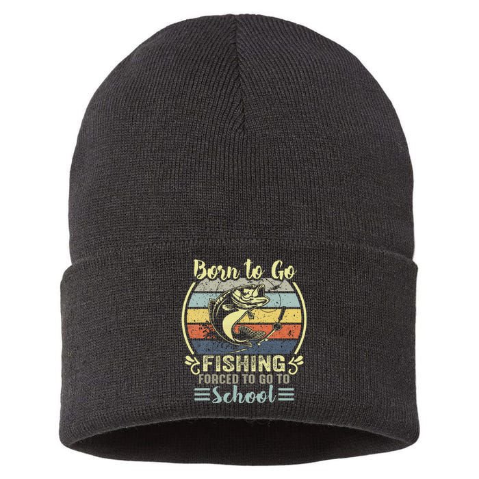 Funny Born To Go Fishing Bass Fish Fisherman Sustainable Knit Beanie