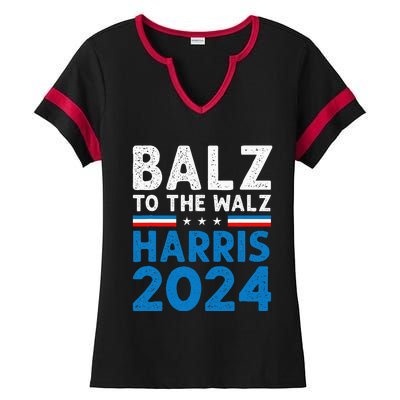 Funny Balz To The Walz Kamala Harris Tim Walz Ticket 2024 Ladies Halftime Notch Neck Tee