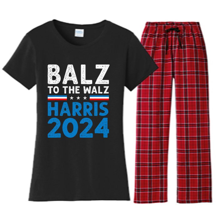 Funny Balz To The Walz Kamala Harris Tim Walz Ticket 2024 Women's Flannel Pajama Set