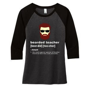 Funny Beard Teacher Teacher Appreciation Gift For Women's Tri-Blend 3/4-Sleeve Raglan Shirt