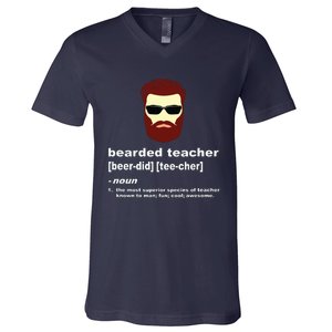 Funny Beard Teacher Teacher Appreciation Gift For V-Neck T-Shirt