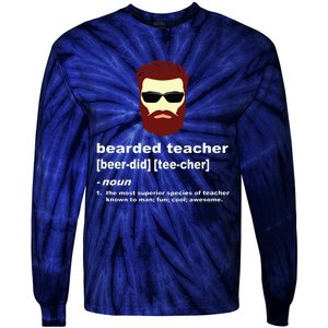 Funny Beard Teacher Teacher Appreciation Gift For Tie-Dye Long Sleeve Shirt