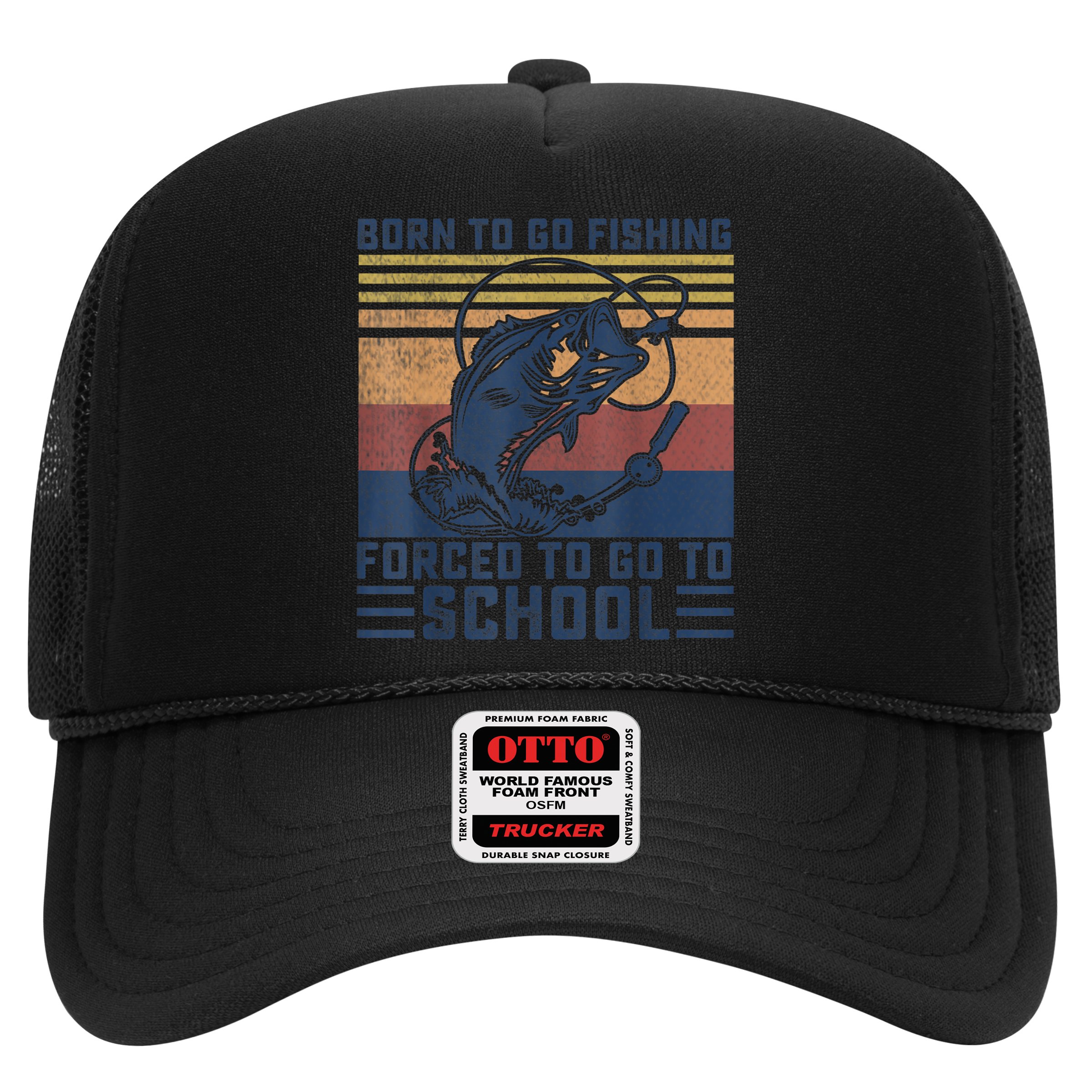 Funny Born To Go Fishing Bass Fish Fisherman Boys Kids Hat