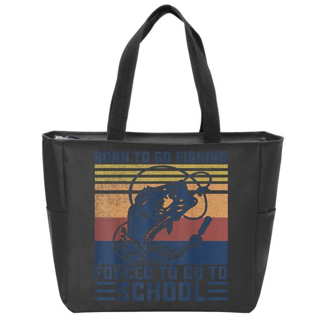 Funny Born To Go Fishing Bass Fish Fisherman Boys Kids Zip Tote Bag