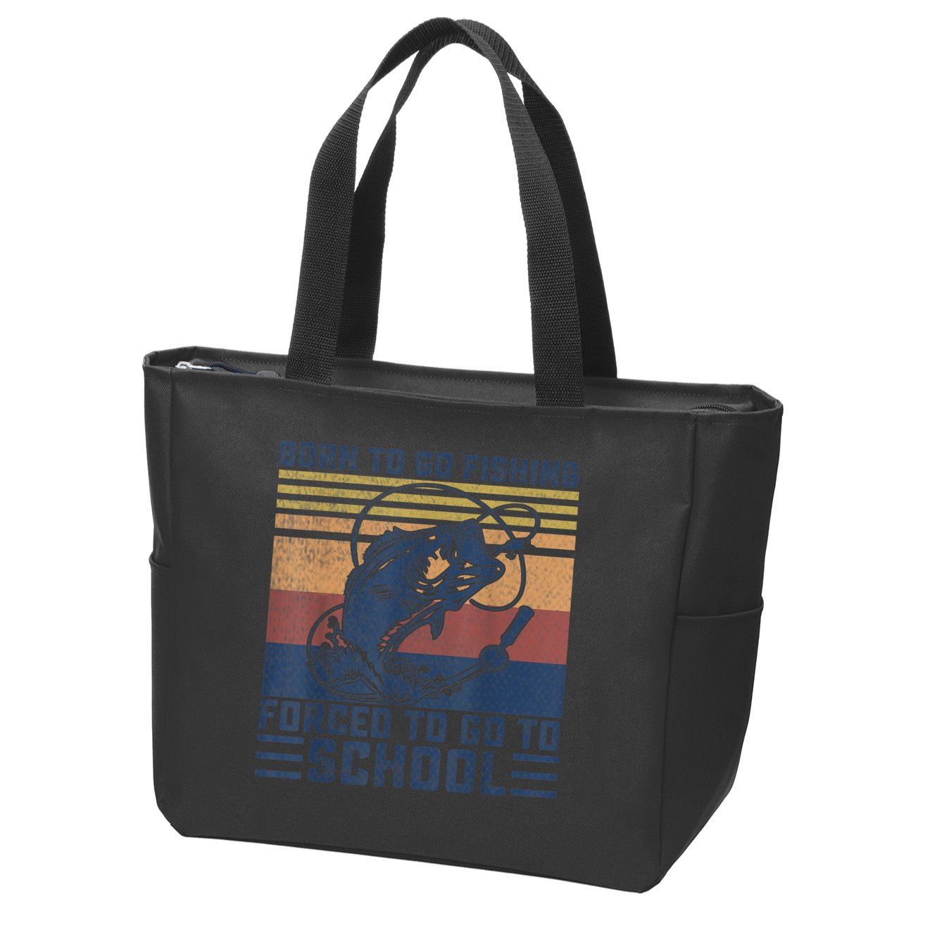 Funny Born To Go Fishing Bass Fish Fisherman Boys Kids Zip Tote Bag