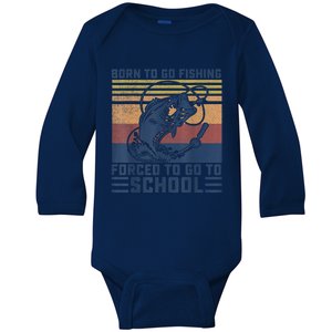 Funny Born To Go Fishing Bass Fish Fisherman Boys Kids Baby Long Sleeve Bodysuit