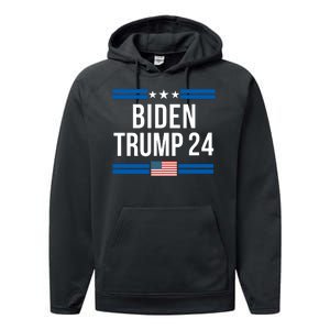 Funny Biden Trump Ticket 2024 President Biden And Vice President Trump Performance Fleece Hoodie