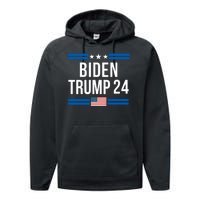 Funny Biden Trump Ticket 2024 President Biden And Vice President Trump Performance Fleece Hoodie