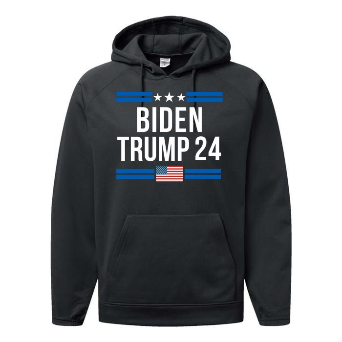 Funny Biden Trump Ticket 2024 President Biden And Vice President Trump Performance Fleece Hoodie