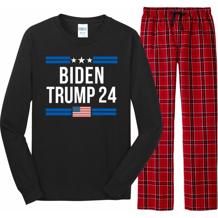 Funny Biden Trump Ticket 2024 President Biden And Vice President Trump Long Sleeve Pajama Set