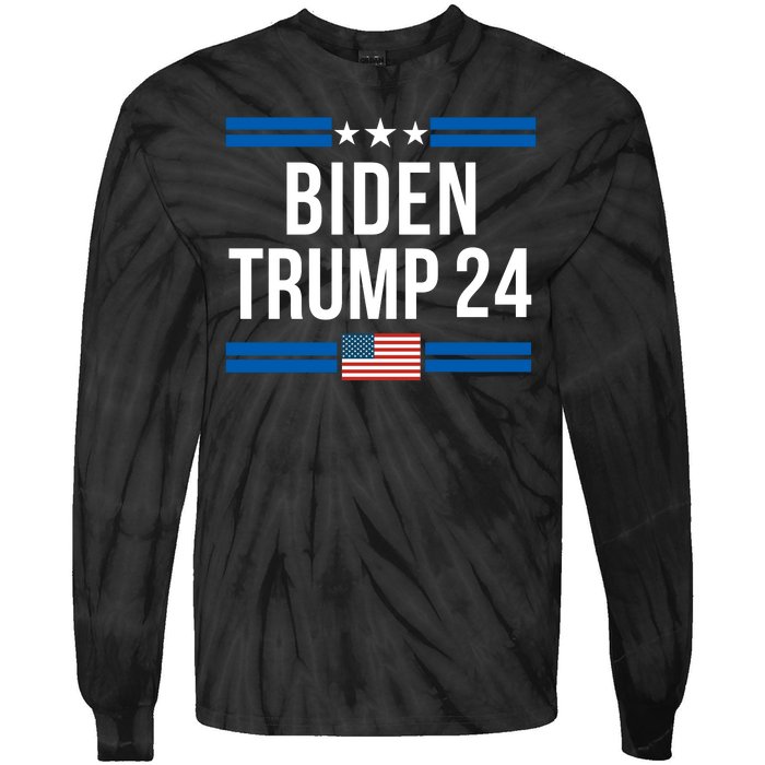 Funny Biden Trump Ticket 2024 President Biden And Vice President Trump Tie-Dye Long Sleeve Shirt