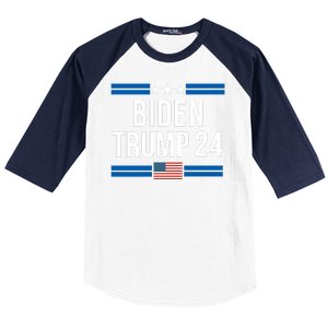 Funny Biden Trump Ticket 2024 President Biden And Vice President Trump Baseball Sleeve Shirt