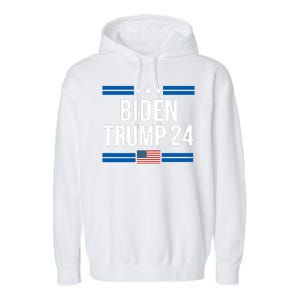 Funny Biden Trump Ticket 2024 President Biden And Vice President Trump Garment-Dyed Fleece Hoodie