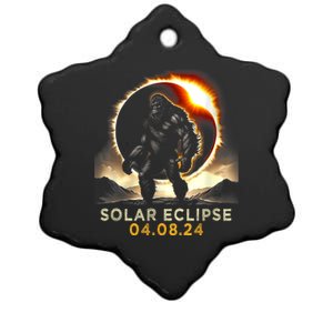 Funny Bigfoot Total Solar Eclipse 4.08.2024 Apparel Ceramic Star Ornament