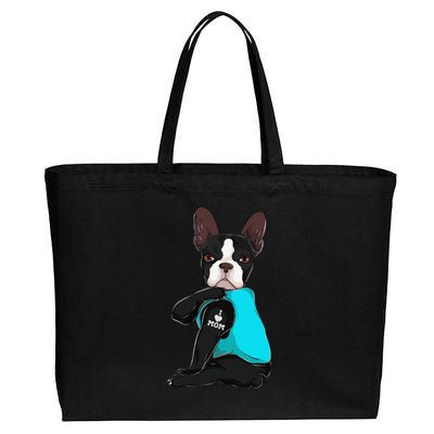 Funny Boston Terrier I Love Mom Apparel Dog Mom Gifts Womens Cotton Canvas Jumbo Tote