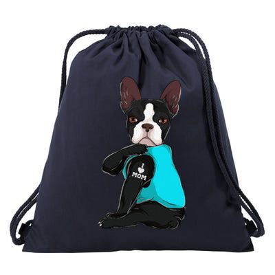 Funny Boston Terrier I Love Mom Apparel Dog Mom Gifts Womens Drawstring Bag