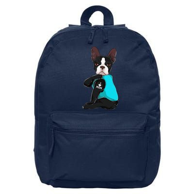 Funny Boston Terrier I Love Mom Apparel Dog Mom Gifts Womens 16 in Basic Backpack