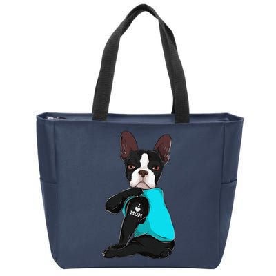 Funny Boston Terrier I Love Mom Apparel Dog Mom Gifts Womens Zip Tote Bag