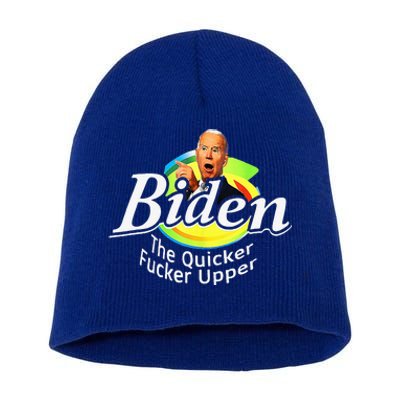 Funny Biden The Quicker FEr Upper Short Acrylic Beanie