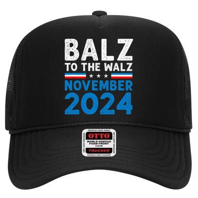 Funny Balz To The Walz Kamala Harris Tim Walz 2024 High Crown Mesh Back Trucker Hat