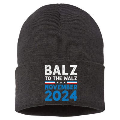 Funny Balz To The Walz Kamala Harris Tim Walz 2024 Sustainable Knit Beanie