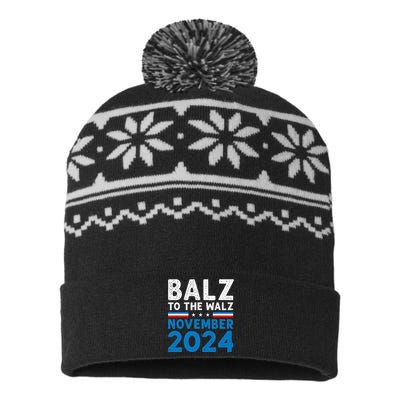 Funny Balz To The Walz Kamala Harris Tim Walz 2024 USA-Made Snowflake Beanie