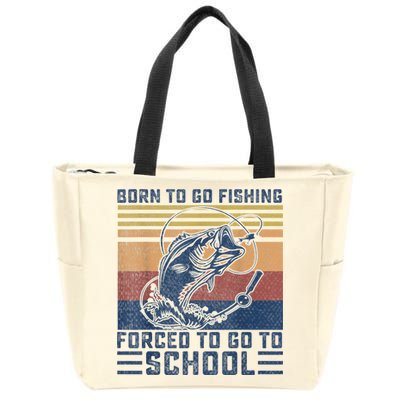 Funny Born To Go Fishing Bass Fish Fisherman Boys Kids Zip Tote Bag