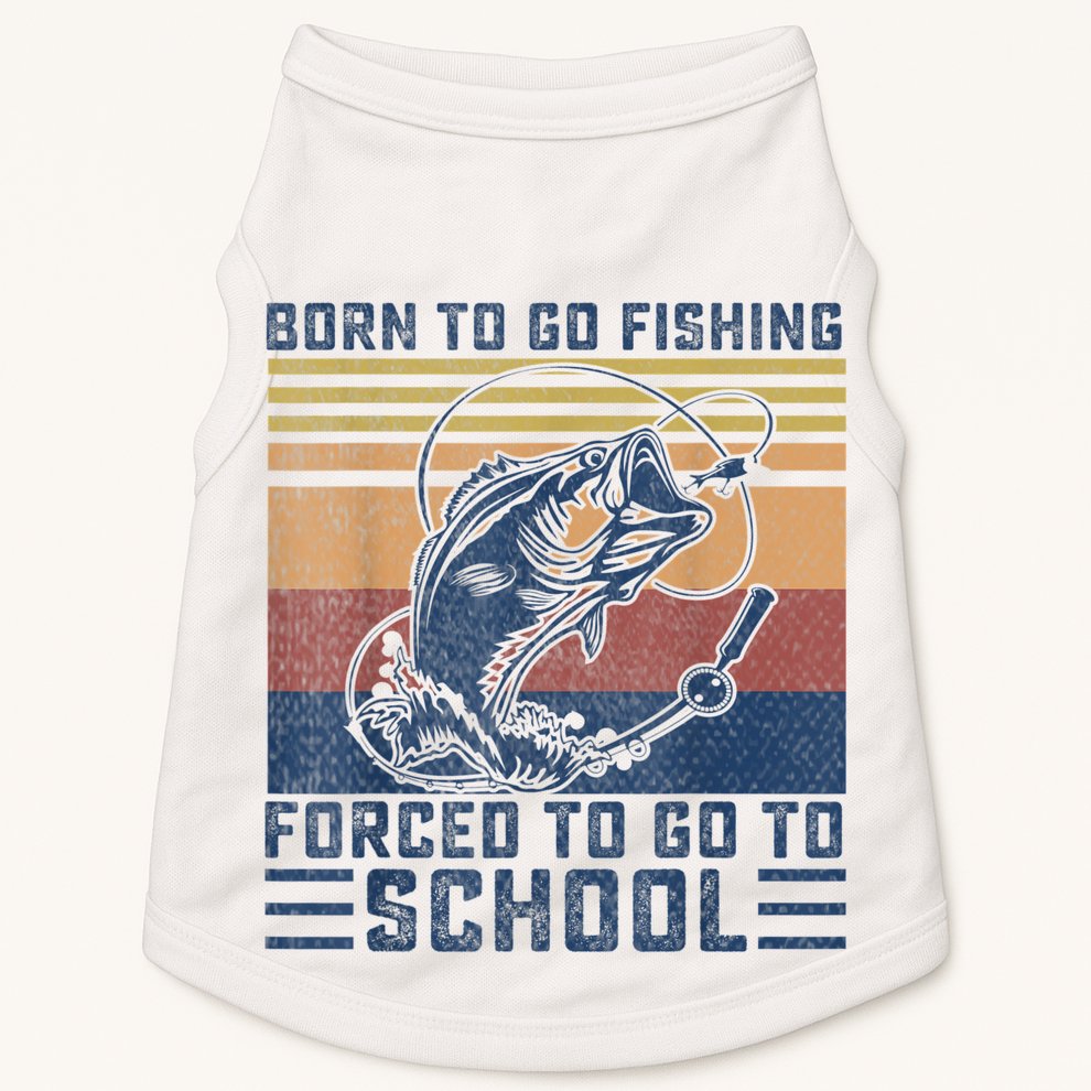 Funny Born To Go Fishing Bass Fish Fisherman Boys Kids Doggie Tank