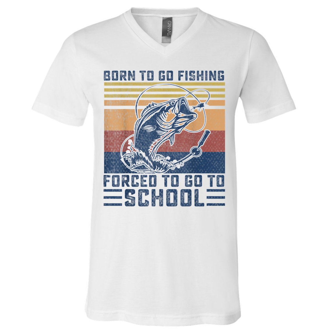 Funny Born To Go Fishing Bass Fish Fisherman Boys Kids V-Neck T-Shirt