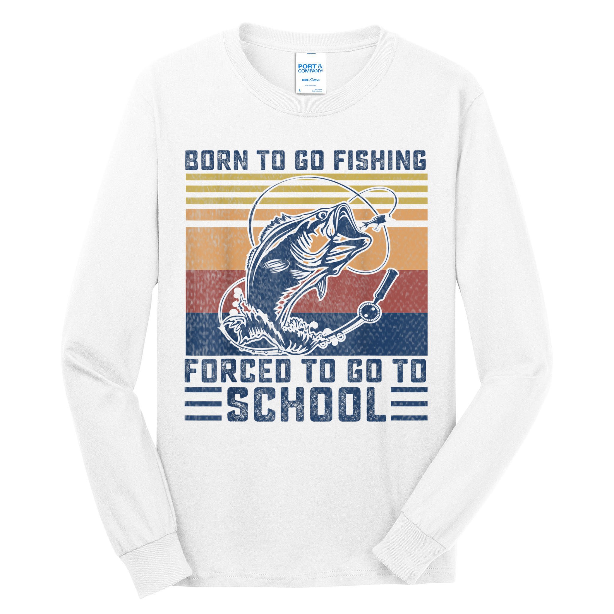Funny Born To Go Fishing Bass Fish Fisherman Boys Kids Tall Long Sleeve T-Shirt