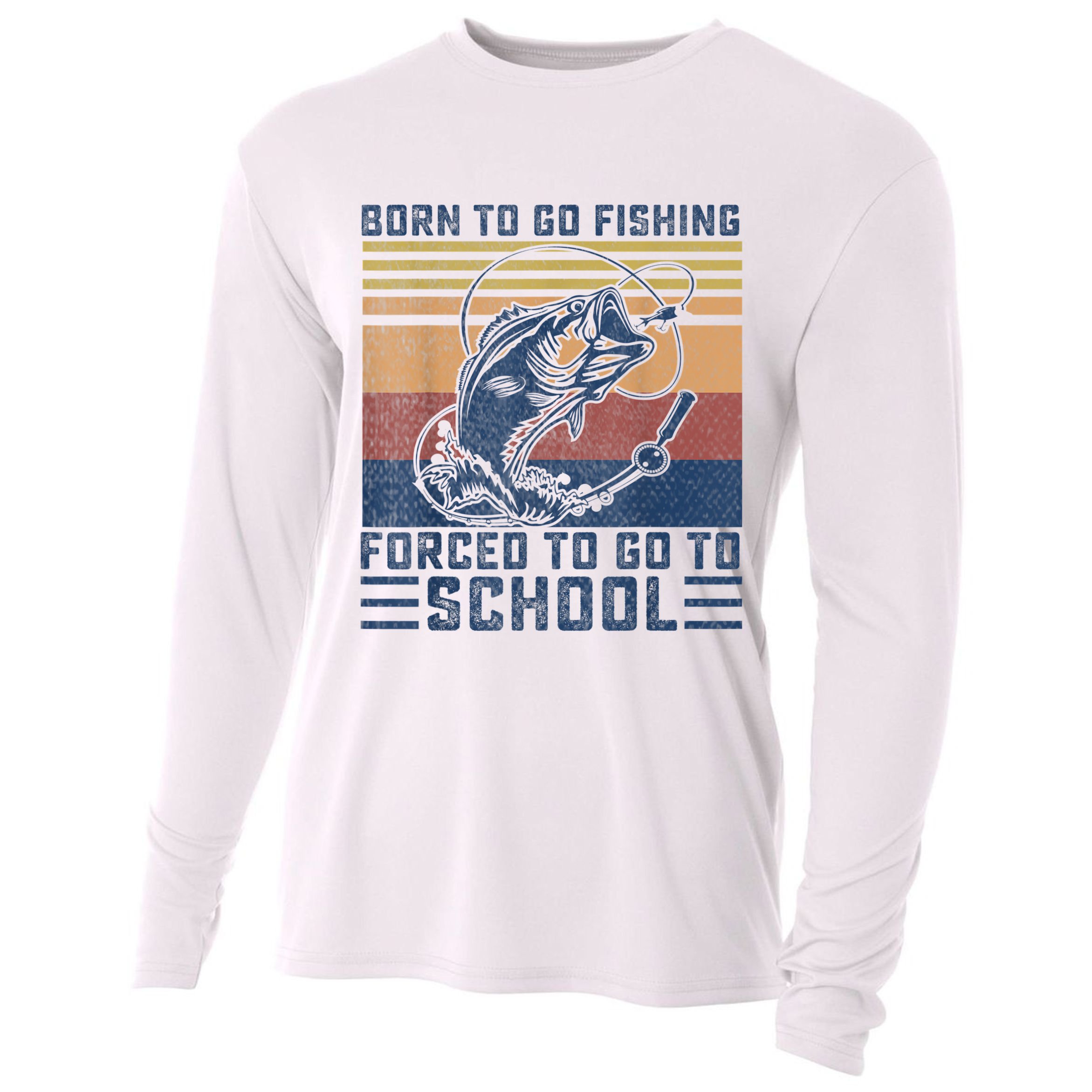 Funny Born To Go Fishing Bass Fish Fisherman Boys Kids Cooling Performance Long Sleeve Crew
