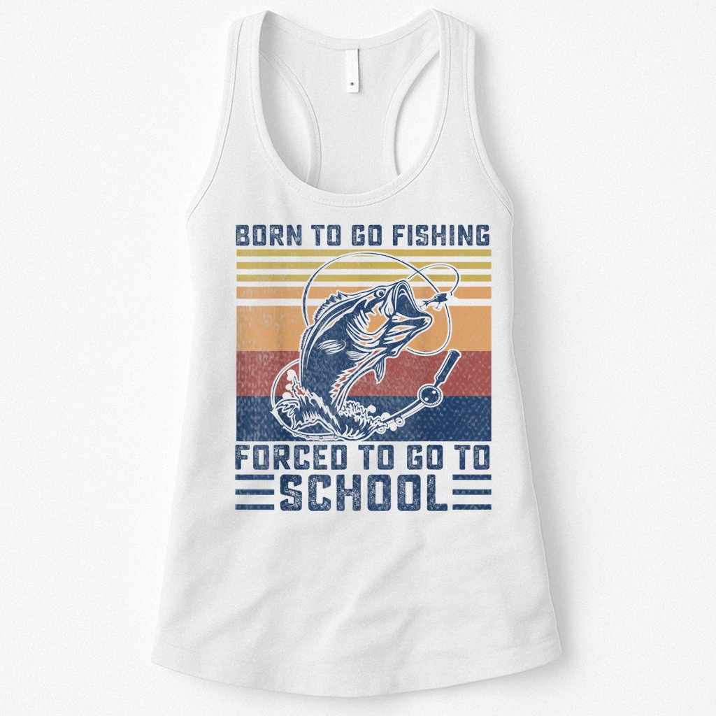 Funny Born To Go Fishing Bass Fish Fisherman Boys Kids Womens Tank Top