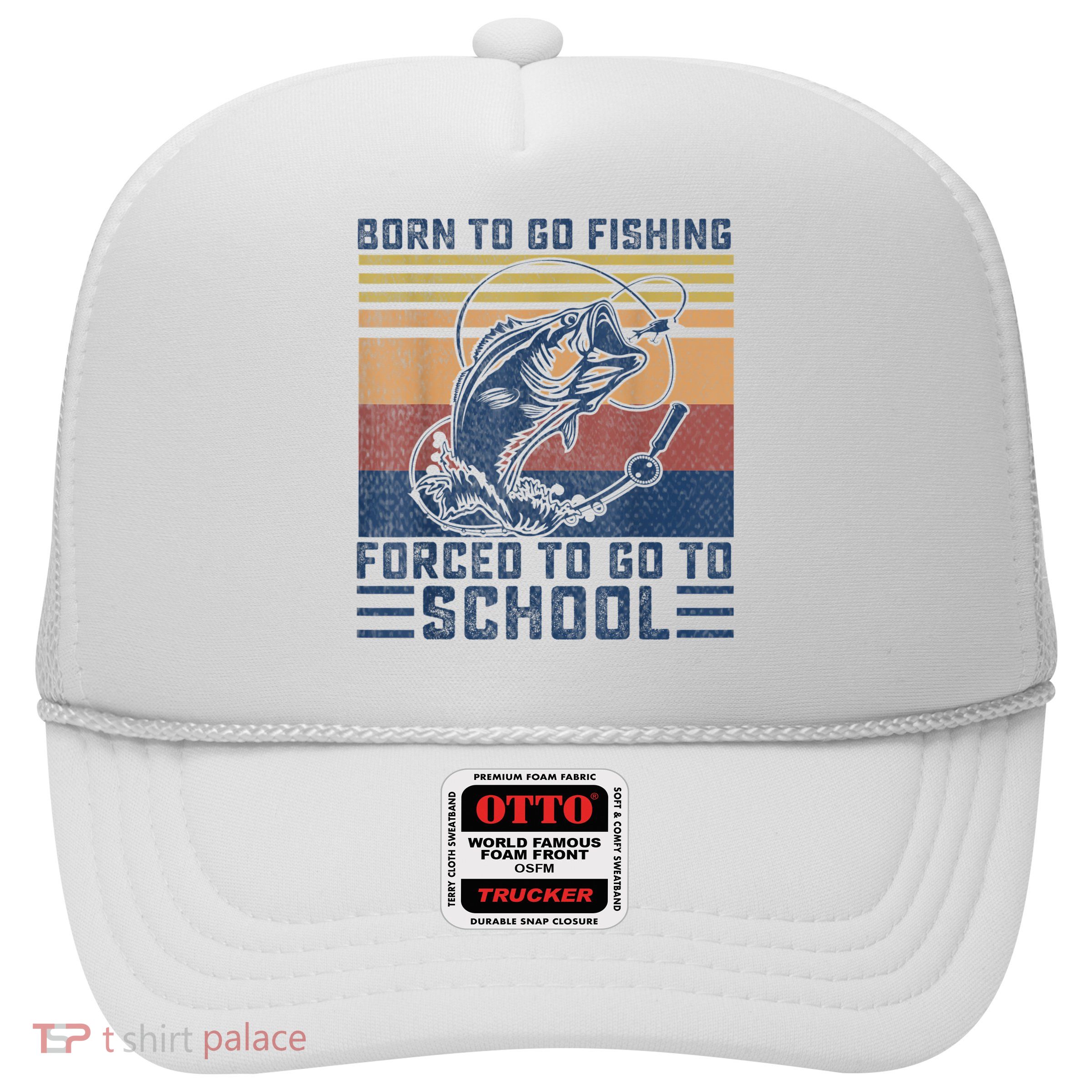Funny Born To Go Fishing Bass Fish Fisherman Boys Kids Trucker Hat