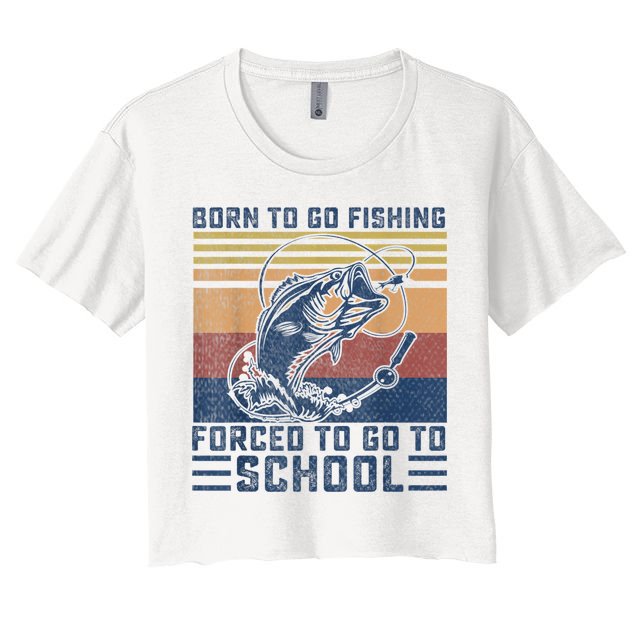 Funny Born To Go Fishing Bass Fish Fisherman Boys Kids Crop Top
