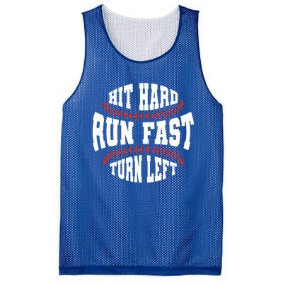 Funny Baseball Team Hit Hard Run Fast Turn Left Baseball Gift Mesh Reversible Basketball Jersey Tank