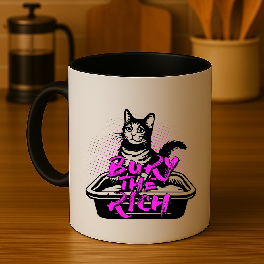 Funny Bury The Rich Cat Litter Box Mug