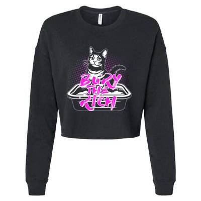 Funny Bury The Rich Cat Litter Box Cropped Pullover Crew