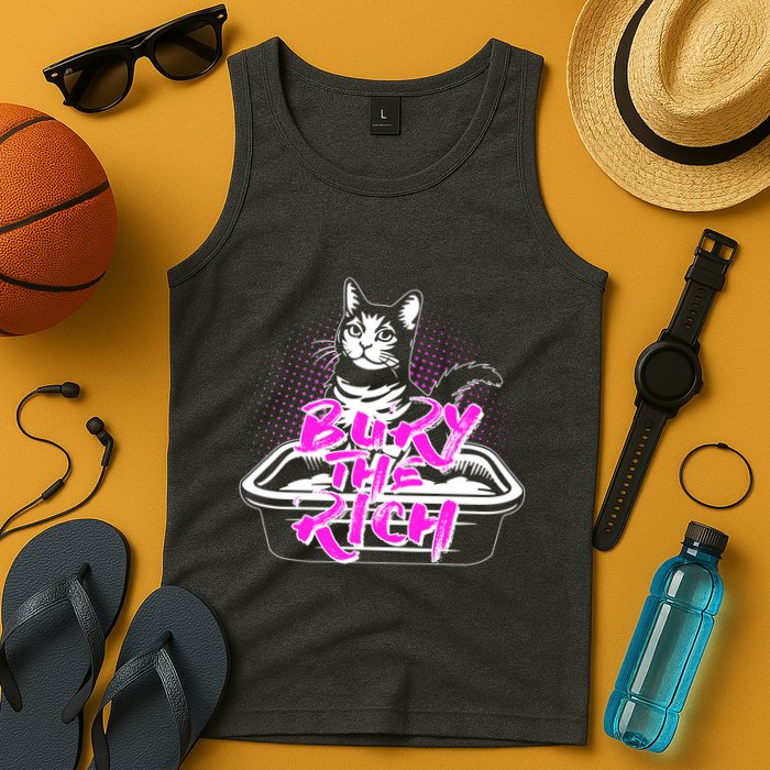 Funny Bury The Rich Cat Litter Box Tank Top