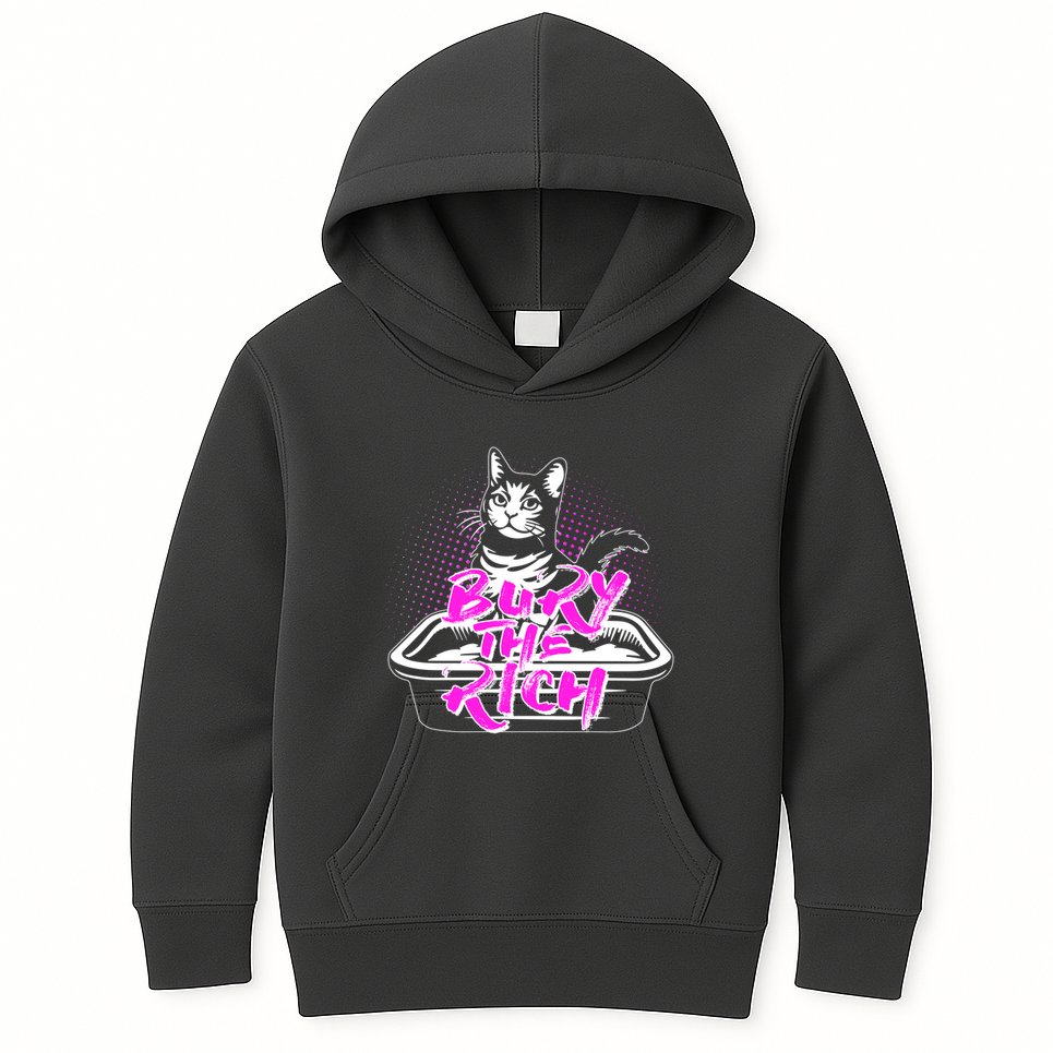 Funny Bury The Rich Cat Litter Box Kids Hoodie
