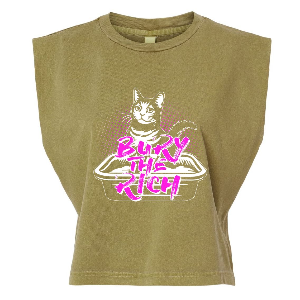 Funny Bury The Rich Cat Litter Box Garment-Dyed Women's Muscle Tee