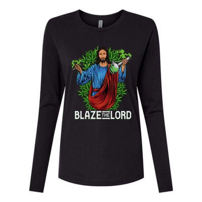 Funny Blaze The Lord High Stoned Jesus 420 Weed Lovers Gift Womens Cotton Relaxed Long Sleeve T-Shirt