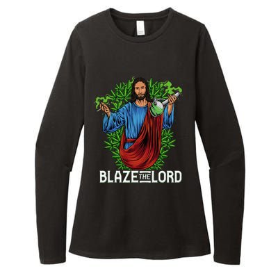 Funny Blaze The Lord High Stoned Jesus 420 Weed Lovers Gift Womens CVC Long Sleeve Shirt