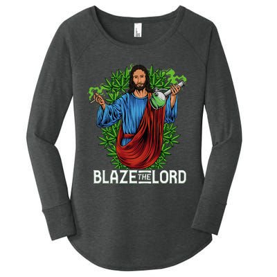 Funny Blaze The Lord High Stoned Jesus 420 Weed Lovers Gift Women's Perfect Tri Tunic Long Sleeve Shirt