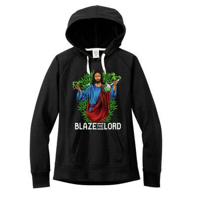 Funny Blaze The Lord High Stoned Jesus 420 Weed Lovers Gift Women's Fleece Hoodie