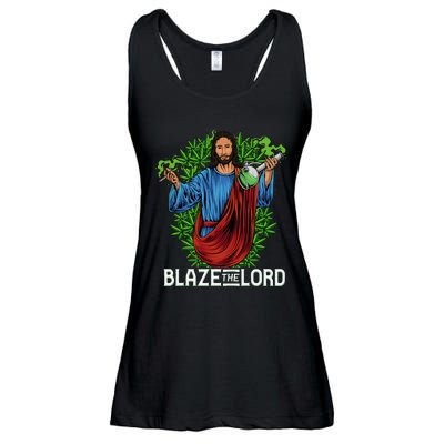 Funny Blaze The Lord High Stoned Jesus 420 Weed Lovers Gift Ladies Essential Flowy Tank