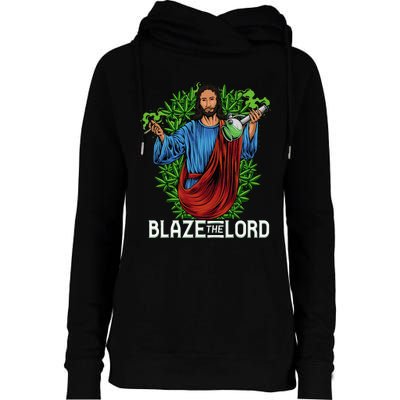 Funny Blaze The Lord High Stoned Jesus 420 Weed Lovers Gift Womens Funnel Neck Pullover Hood