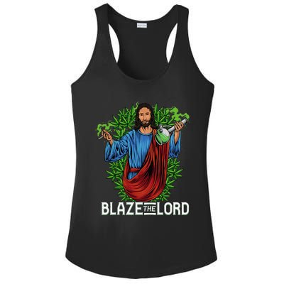 Funny Blaze The Lord High Stoned Jesus 420 Weed Lovers Gift Ladies PosiCharge Competitor Racerback Tank