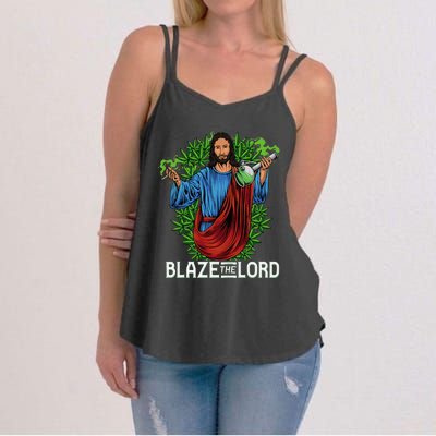 Funny Blaze The Lord High Stoned Jesus 420 Weed Lovers Gift Women's Strappy Tank