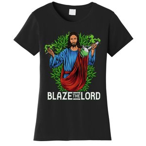 Funny Blaze The Lord High Stoned Jesus 420 Weed Lovers Gift Women's T-Shirt