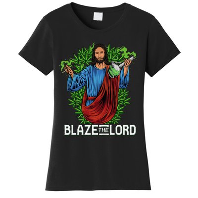 Funny Blaze The Lord High Stoned Jesus 420 Weed Lovers Gift Women's T-Shirt